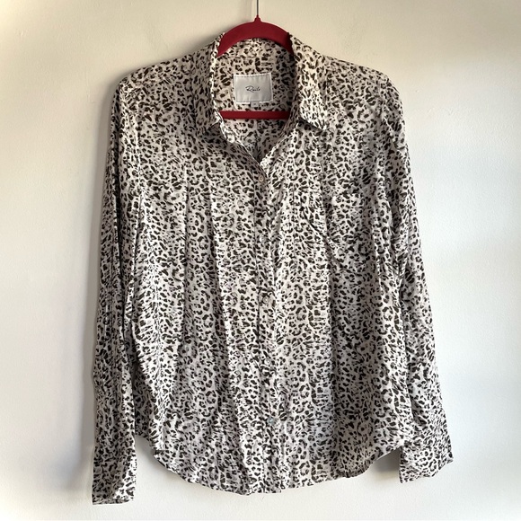 Rails Tops - Rails Josephine Charcoal Watercolor Cheetah Blouse Size M